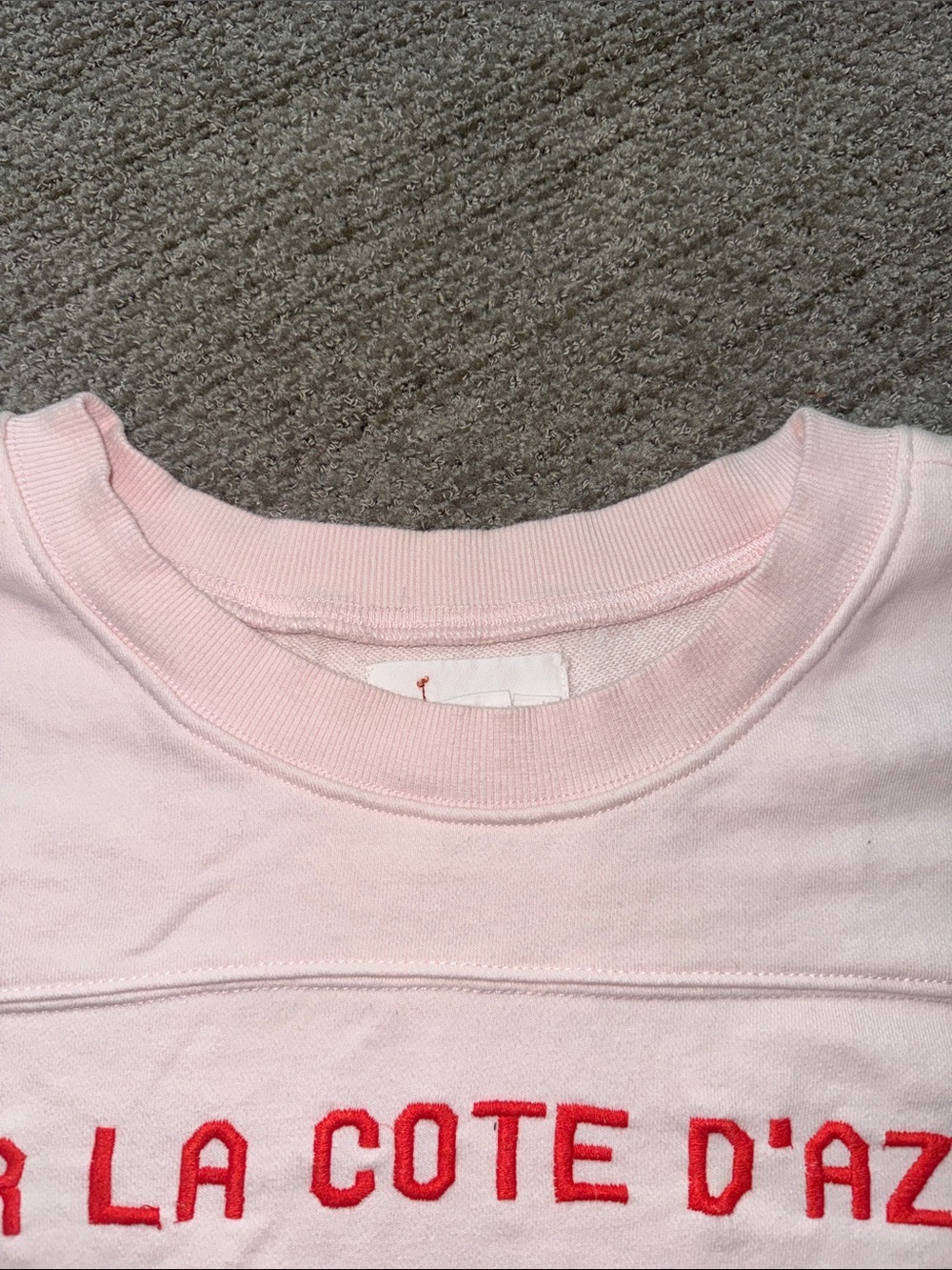 Anthropologie Embroidered Pink Graphic Tee Red Print Côte d'Azur - Picture 5 of 12